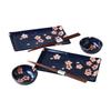 Mino Ware Sushi Plate Navy Blue with Cherry Blossom X X Made In Japan Ale-net Set, Design, W21.8 D12.5 H2cm,