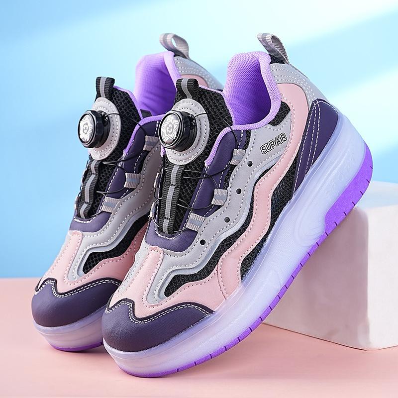 

Children s Detachable Roller Skate Boys Sneaker with 2 Wheels Inline Skate Shoes with LED 2 in 1 Removable Pulley Skate Skating 38