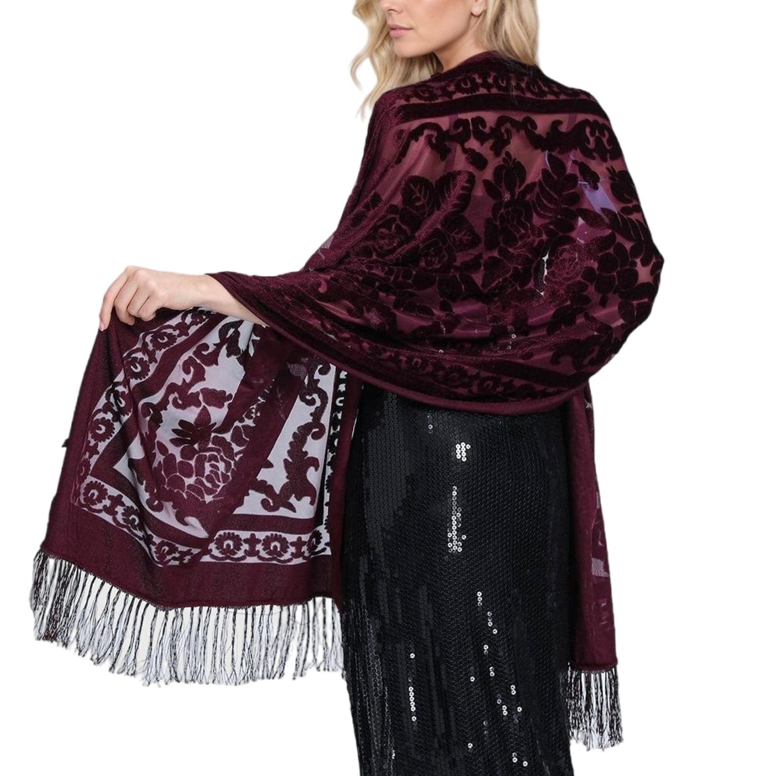 

Элегантная женская шаль на плечи для вечернего платья, ципао, традиционный этнический шарф для гостей на свадьбе или подружек невесты вино красного