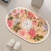 Diatomite Floral Bath Mat Bathroom Absorbent Foot Mats Quick Dry Toilet Rug Shower Carpet For Living Room Doormat Washable