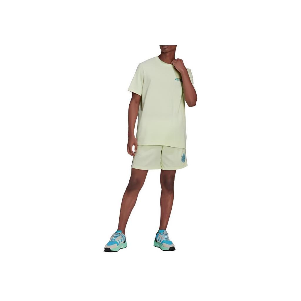 adidas Originals Trefoil Logo Print Crew Neck T-Shirt Men Tops Light-Green HF4866