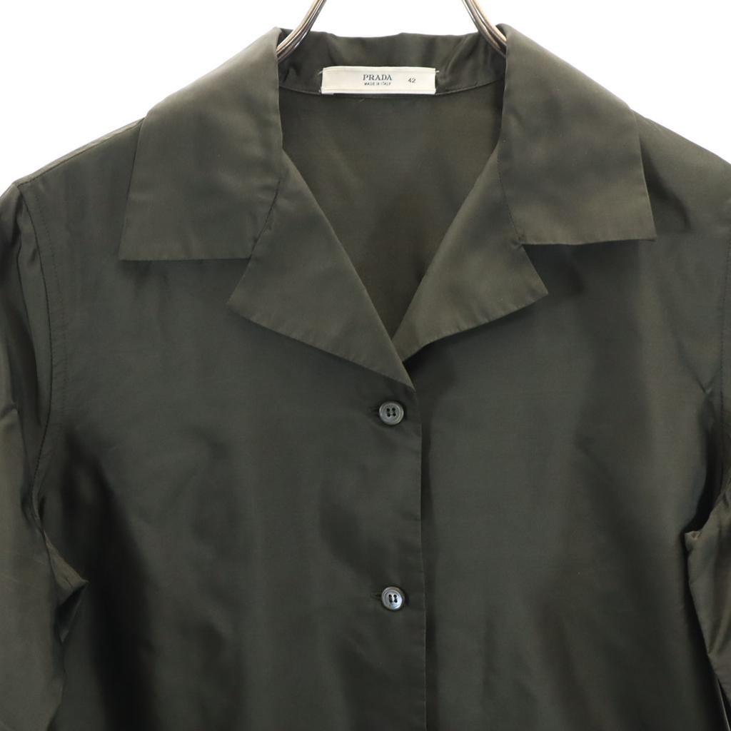 Prada Made In Italy Long Sleeve Open Color Shirt 42 Green Women Used