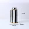 Creative Ceramic Jar Geometric Black And White Stripes With Cover Storage Flower Vase Flower Arrangement Ceramic Crafts Home Dec