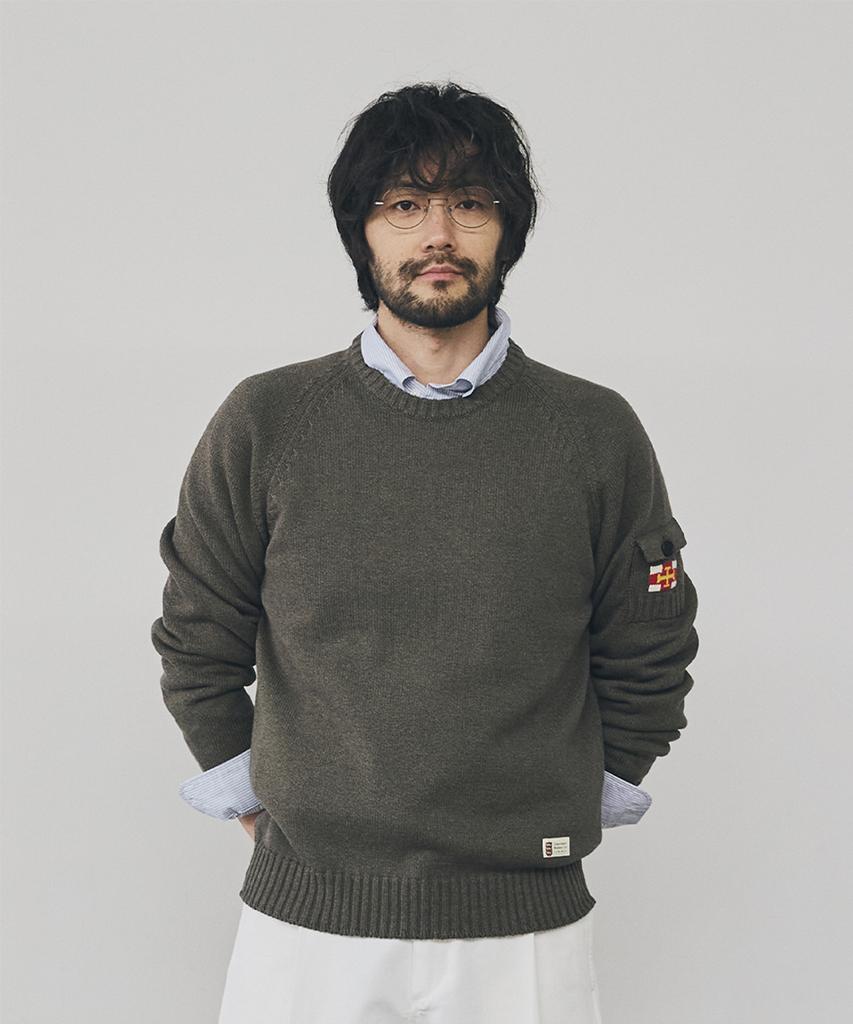 Geonjiulleunseu Cotton Raglan Pocket Sweater - Dark Khaki