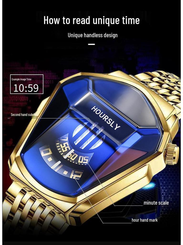 Men's TikTok HOURSLY Alloy Motorcycle Quartz Waterproof Wristwatch