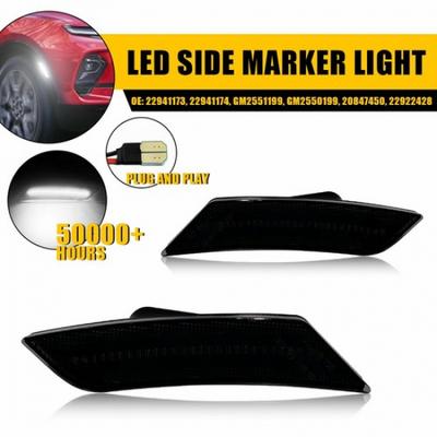 White LED Smoked Bumper Side Marker Light For 2013 2014 Cadillac ATS 2017-up XT5