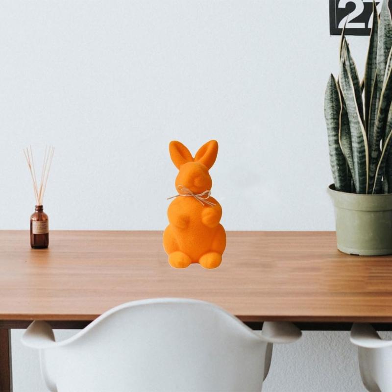 Holiday Decoration Soft Touching Bunnies Figurines Color Option Rabbit Ornament for Home and Party Table Decoration 1PC