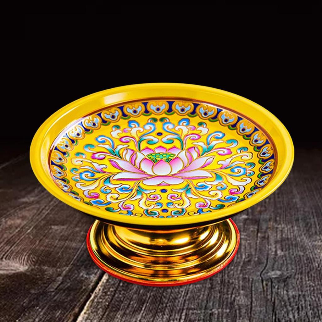 Alloy Temple Tray Easy to Fill Buddhist Decoration Chinese Style 7 Inch
