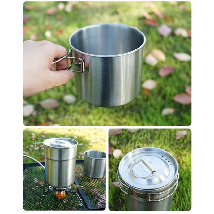 Picnics Water Mug Outdoor Cookware Camping Cup Pots Stainless Steels Coffee Mug with Folding Handle Camping Teas Mug