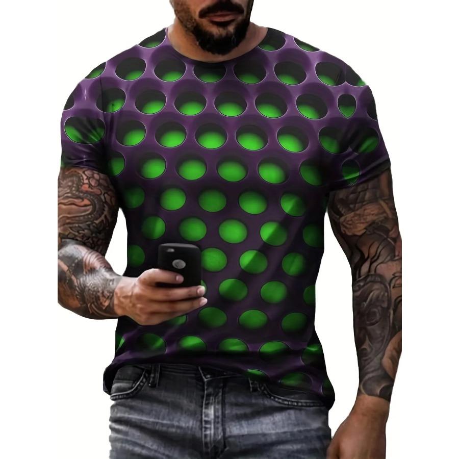Summer Men T Shirts Optical Illusion 3D Print Graphic Round Neck Tee Shirt Casual Short Sleeve Tops Streetwear Fashion Clothing