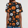 Women's T Shirt Tee Halloween Printed Button Short Sleeve Tunic Daily Weekend Fashion Basic V- Neck Regular Top
