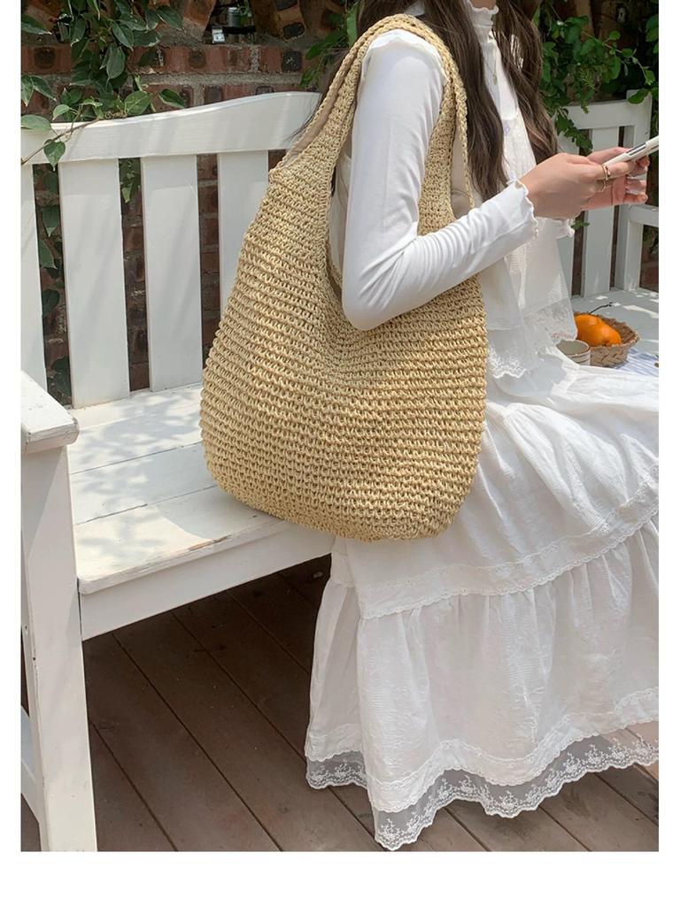 Stylish Large Capacity Straw Woven Beach Tote Bag