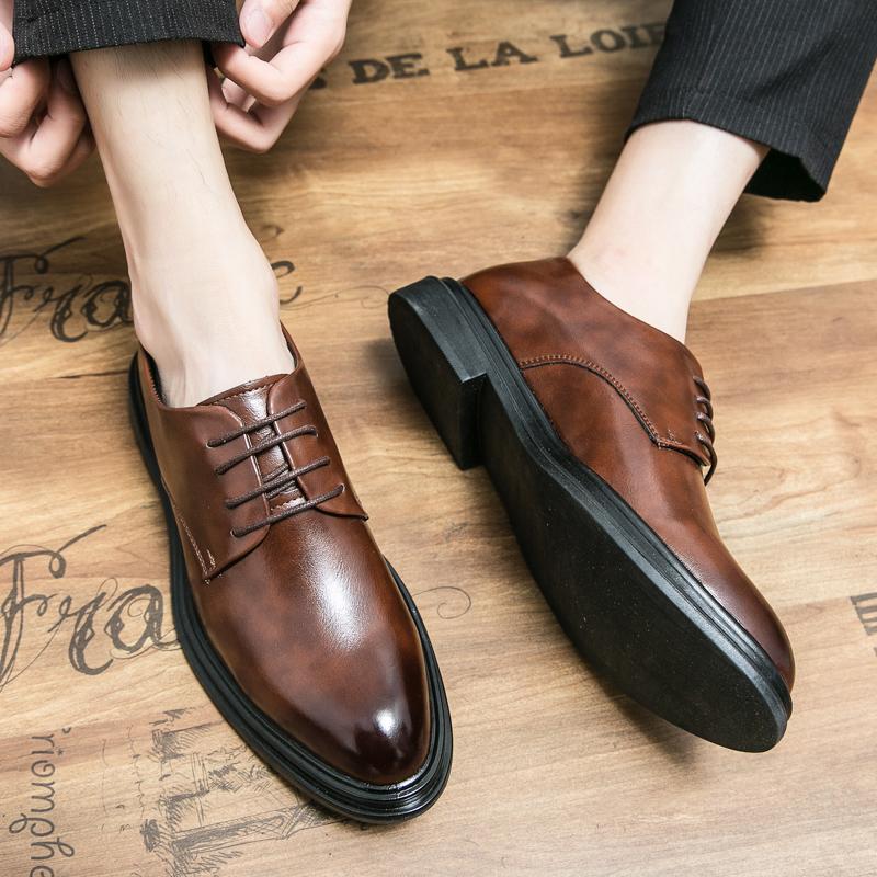 Men Oxfords Dress Brogues Derbys Formal Business Brown Leather Shoes Tuxedo Wedding Shoes Over Sized