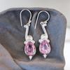 Morganite Gemstone 925 Sterling Silver Artisan Jewelry Handmade Earrings 1.90" EE-37-11