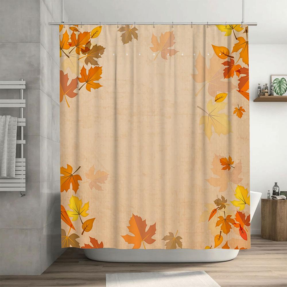 Colorful Maple Shower Curtain Waterproof Fabric Decorative Bath Rug Set Autumn Leaves Printed Bathroom Curtains for Home Decorat