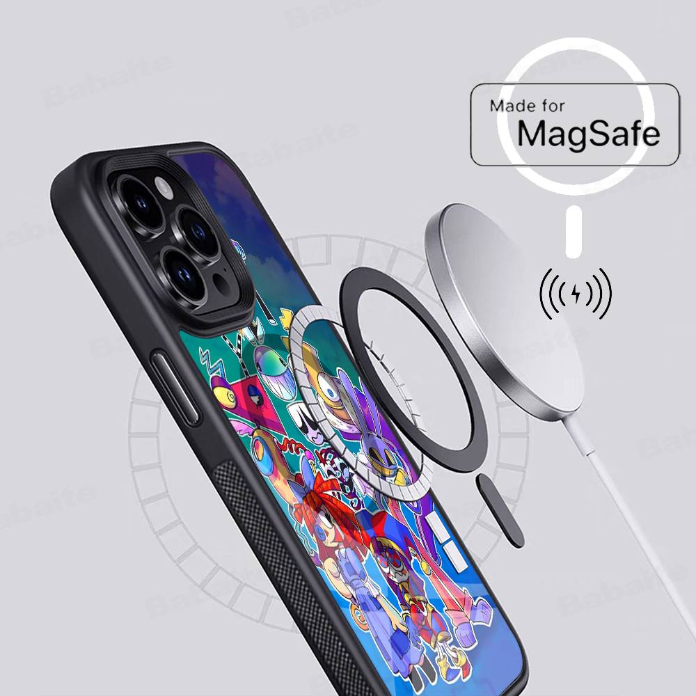 Erstaunliche Digitaler Zirkus Handyhülle Magnetische Hülle Für IPhone 16 14 13 12 11 15 Pro Max Plus Für Magsafe Kabelloses Lade Cover
