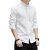 Camicia da uomo a maniche lunghe, tinta unita, con bottoni, monopetto, cardigan elegante, bavero, casual, da uomo, primaverile, per lavoro