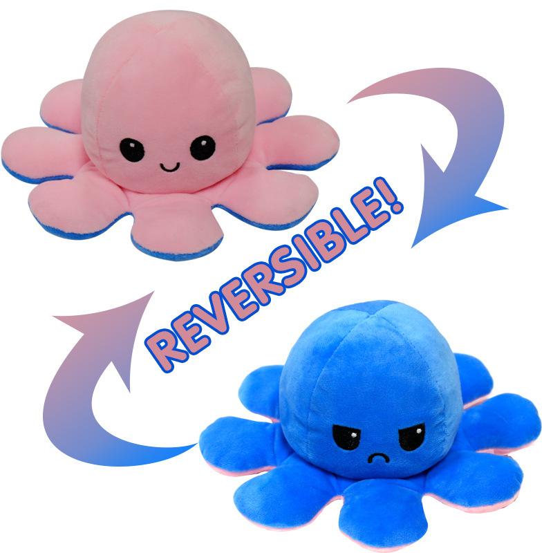 Reversible Flip Stuffed Octopus Plush  Doll Soft Simulation Reversible Plush Toy Double-sided Color