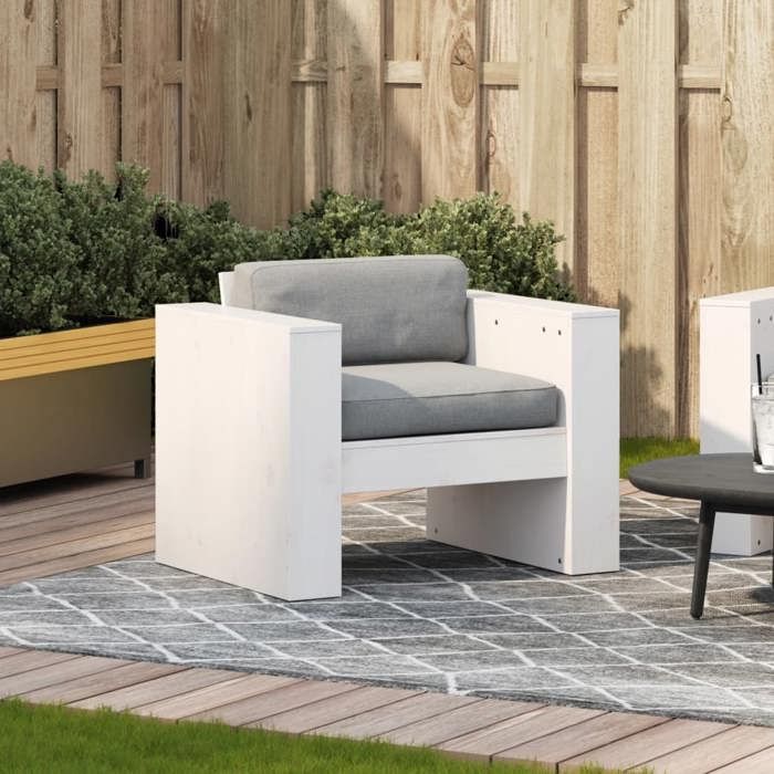 VidaXL Garden Sofa, Patio Seat with Armrests and Backrest, Front Porch Backyard Lawn Armchair, White 832366