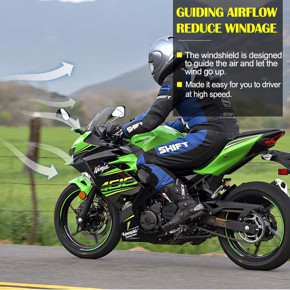Motorcycle Front Fairing Windshield Windscreen Wind Deflector Fly Screen Parebrise Visor Protector Cover for Ka.wasaki Ninja400 Ninja250 Ninja 400