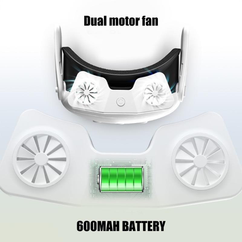 Ice Spong/PU Leather Face Cushion Breathable Cover Virtual Reality Headset Cooling Fan Interface & Adjustable Lens Guard