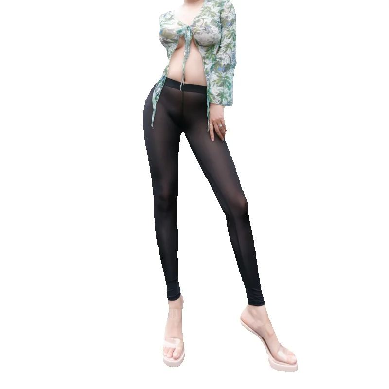 Women Sexy Open Butt Thong Lingerie Pants High Elastic Oil Shiny Tights Seamless See-Through Underwear Backless Night Club Wear