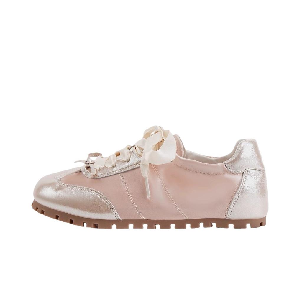 Bow Soft-soled Flat-soled Pink Ballet Shoes Casual Versatile Moral Training Shoes Little White Shoes Women's 2025 Spring and Summer New Models