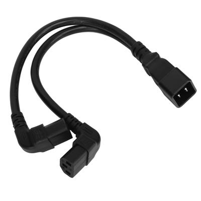 IEC320 C20 auf Dual C13 Kabel 1 in 2 Out Doppelter rechtwinkliger Y-Splitter-Stromkabel für Schreibtischlampe