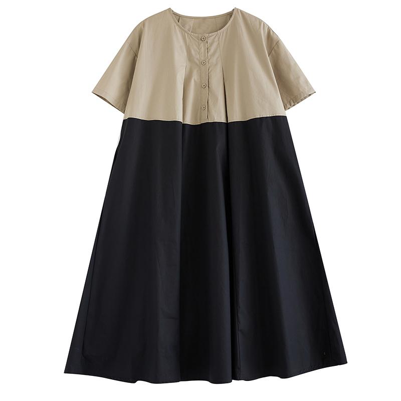 DIMANAF 2025 Summer Plus Size Dress Women Dress Loose New Vintage Casual Basic Long Shirt Dress