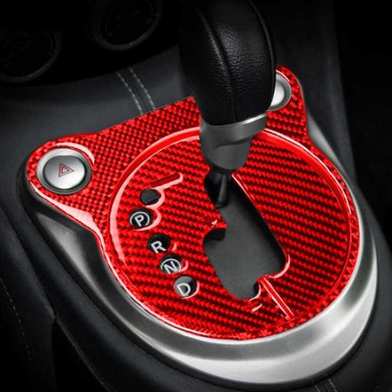 2Pcs Red Carbon Fiber Interior Automatic Gear Shift Cover Trim For Nissan 370Z