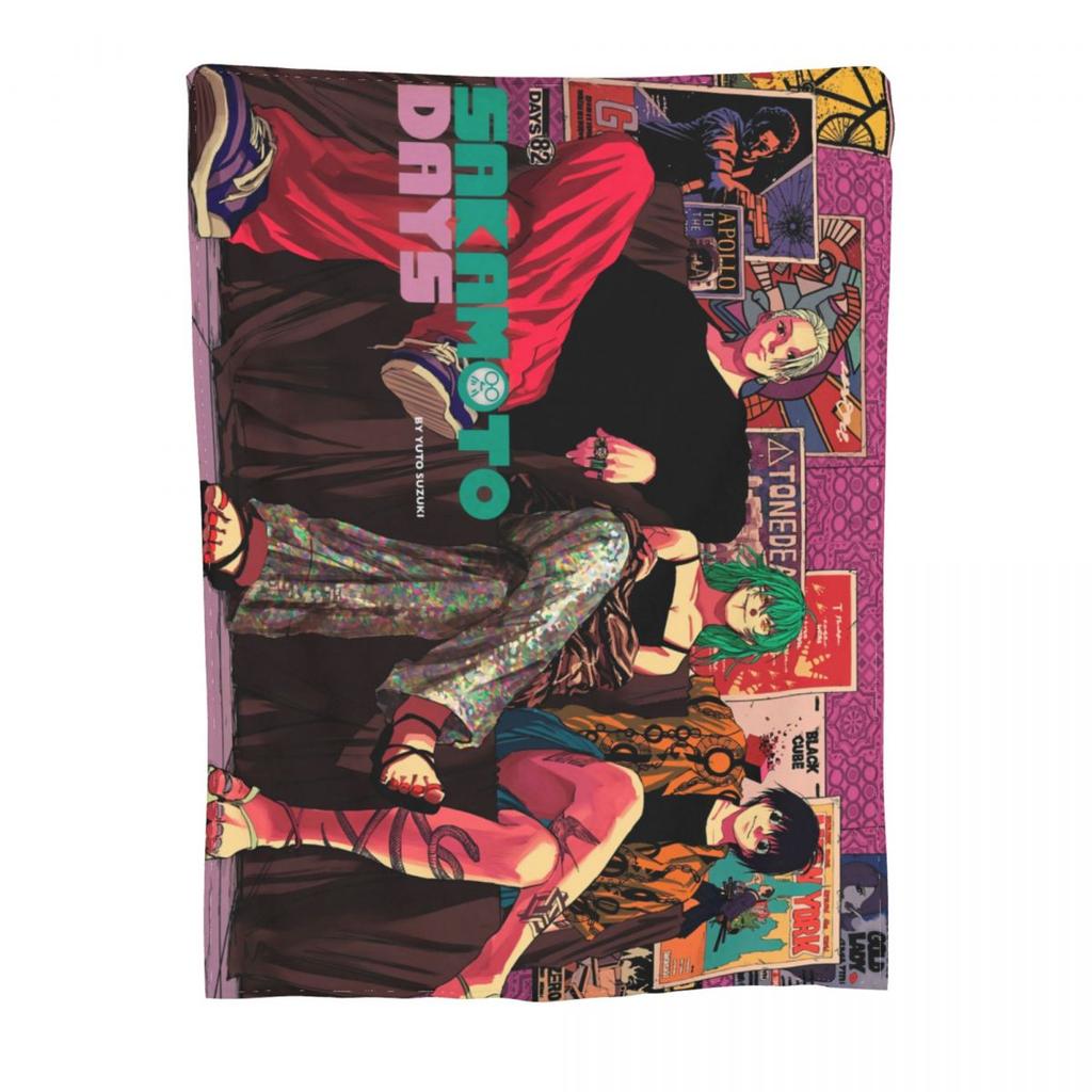 Anime Sakamoto Days Blanket Fleece All Season Multi-function Ultra-Soft Throw Blankets for Home Travel Bedspreads