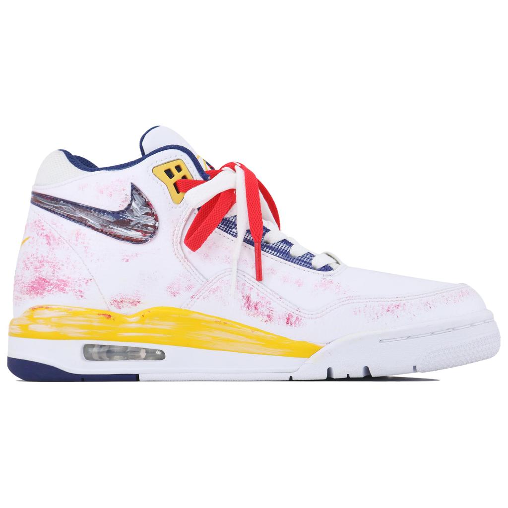 Nike Legado del Vuelo Tendencia y Auspicioso CNY Zapatillas de Baloncesto Vintage de Caña Media para Hombre Blanco Rojo Amarillo BQ4212-102(Equipo 168-)