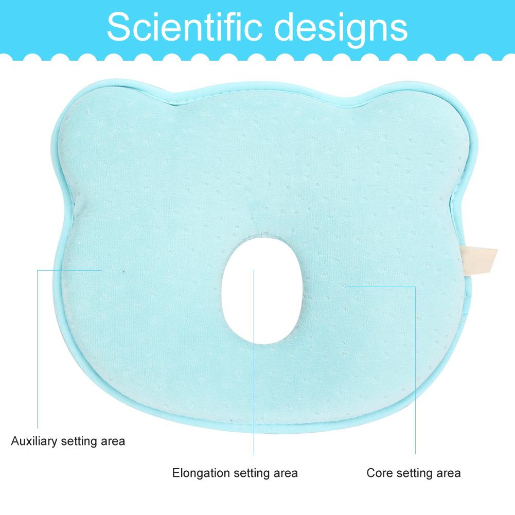 Infant Newborn Baby Pillow Soft Prevent Flat Head Sleeping Support Cushion PillowBlue Bear