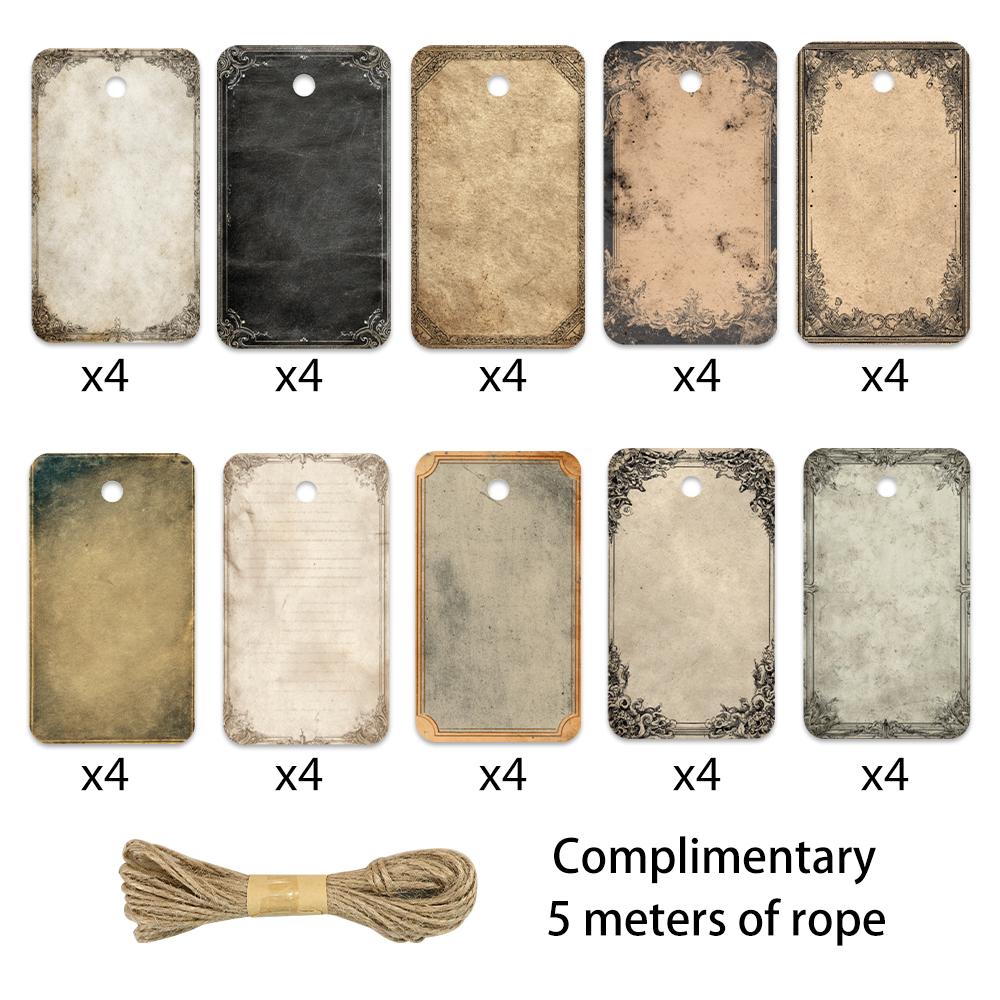 40pcs Vintage Blank Labels for Gifts, Weddings, Bridal Showers, Birthdays, Message Cards, Greeting Cards, Includes Twine