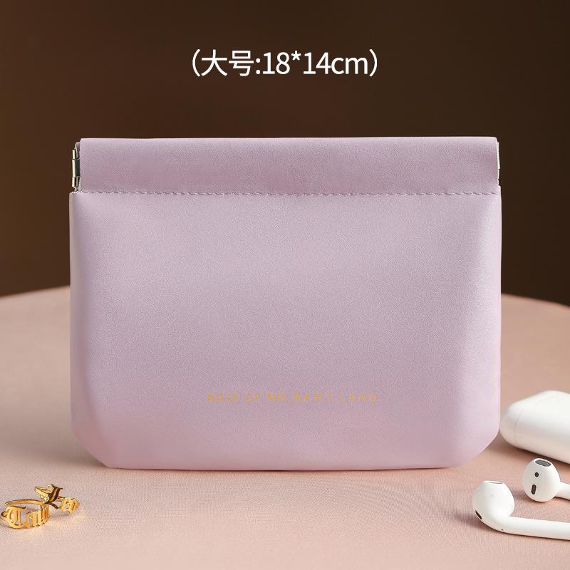 PU Fashion Portable Cosmetic Bag Cover Closure Handle for Travel Storage Protective Case for Sanitary Napkins Lipstick Sundries