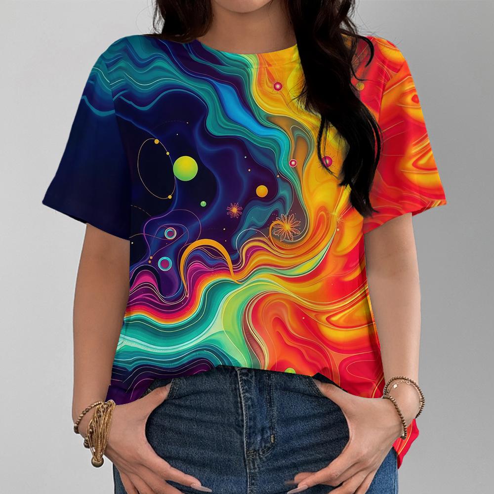 

Creative Women s T-shirt Casual Fashion Comfortable Pattern 3d Print Multi-color Short Sleeve Daily Versatile Top 6XL