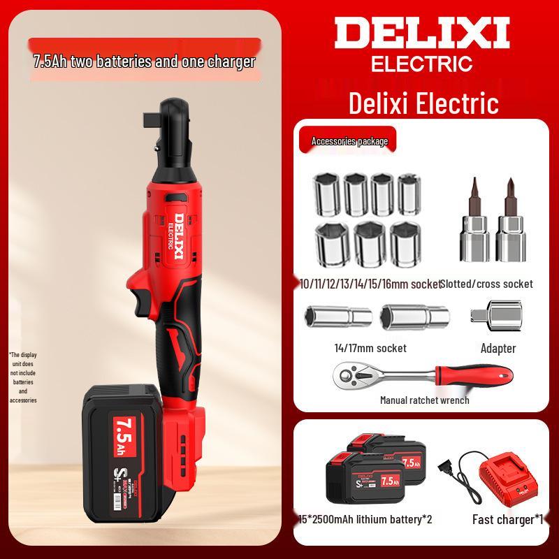 Delixi Electric 90° Right Angle Ratchet Wrench, High Torque Lithium Battery Tool, Professional Grade