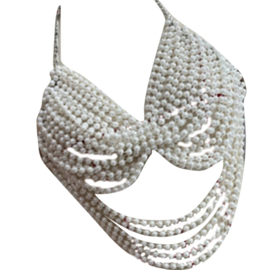 Fashion Bikinis Chains Beach Body Chains Bra Pearls Chest Chain Body Accessories Jewelry for Raves Party Beach Clubwear