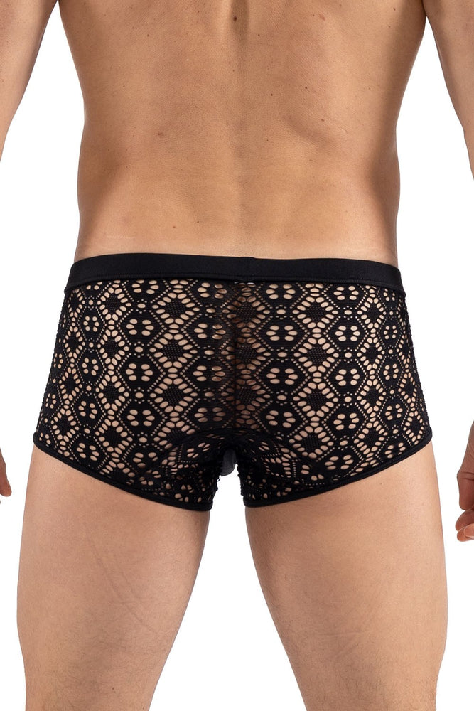 Black Mesh Embroidered Boxer Shinny Lm2407 67 Blk