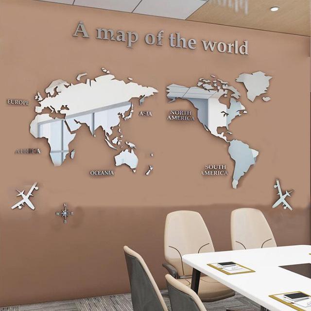 Acrylic 3D Stereo Wall Sticker for Living Room TV Background, M70-Map Design