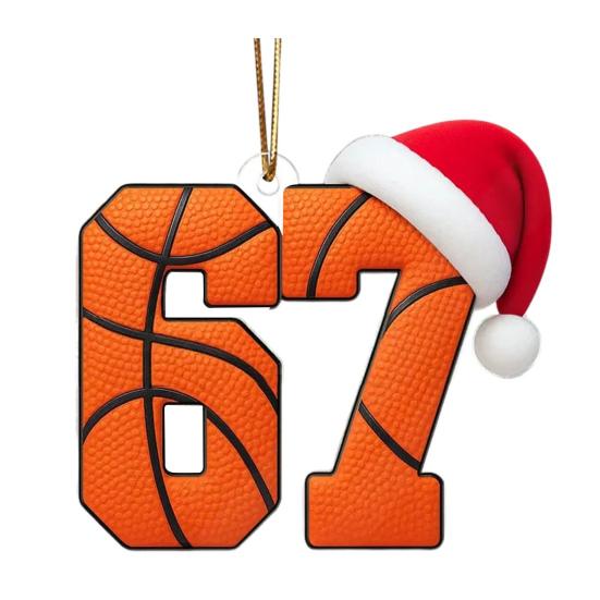 

Yousheng 67 Sports Ornaments Novelty Six Seven Christmas Tree Ornament with Sports Ball Theme 2D Acrylic Slang Hanging Decoration for Sport Lovers F