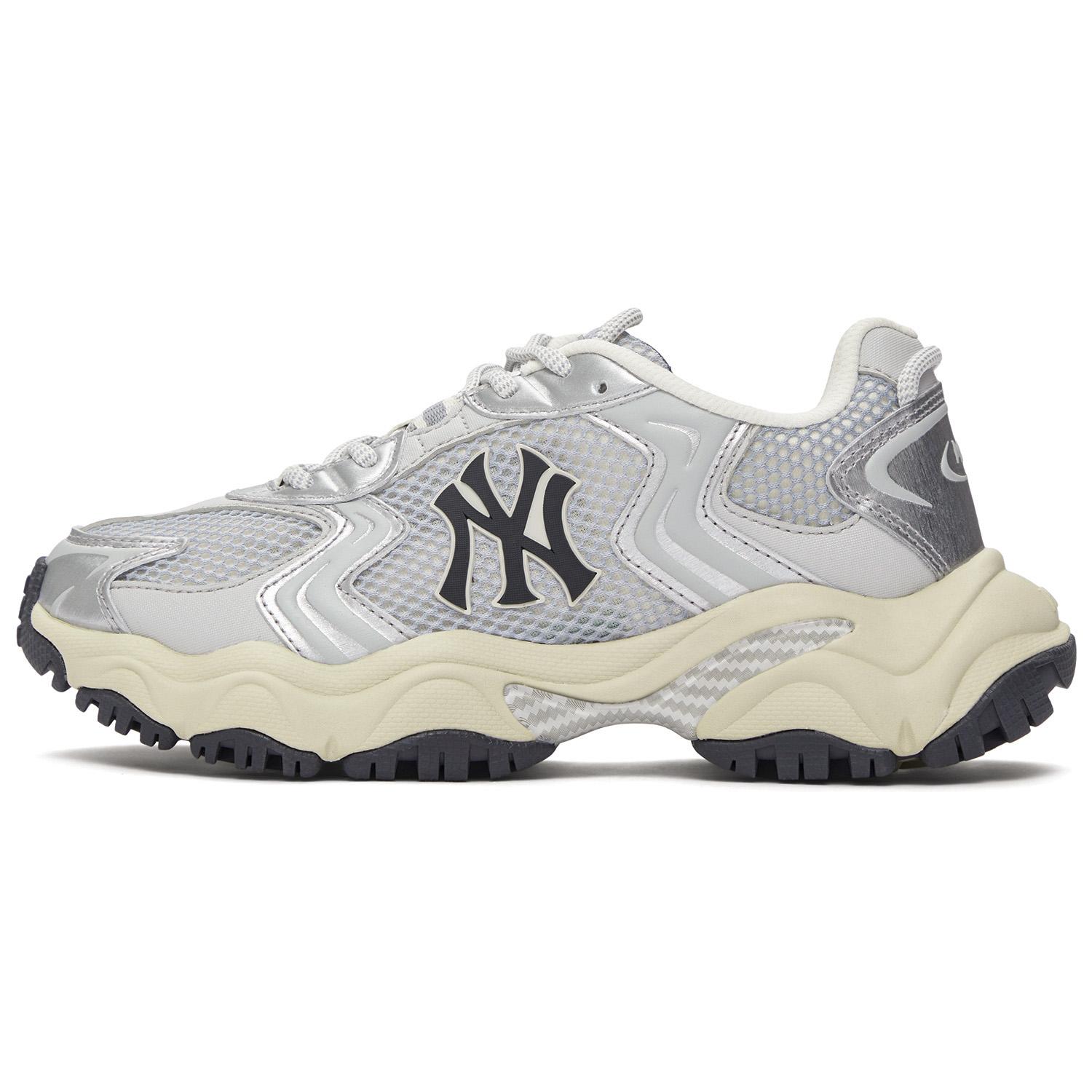 

MLB New York Yankees Slip Resistant Abrasion Resistant Low top Chunky Sneakers Unisex Silver Gray 3ASHW075N-50SIS 40.5