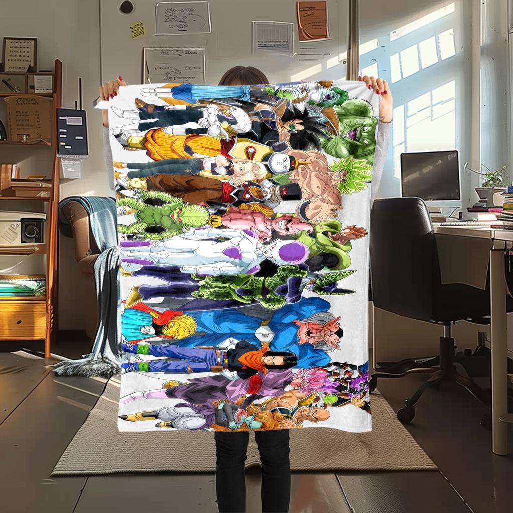 1PC Son Goku Print Flannel Blanket, High quality All Seasons, Home Decor, Warmth and Comfort, Perfect for Christmas Gifts