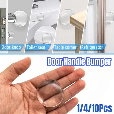 Door Handle Bumper Pad Self Adhesive Transparent Silicone Wall Protector Anti Bump Washable Reusable Round Door Stopper