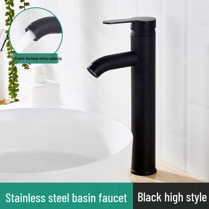 TLXT Black Stainless Steel Basin Faucet