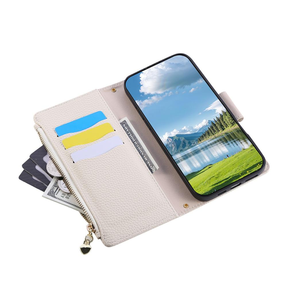 For Google Pixel 9 Pro XL Case Zipper Wallet Leather Phone Cover with Wrist Strap