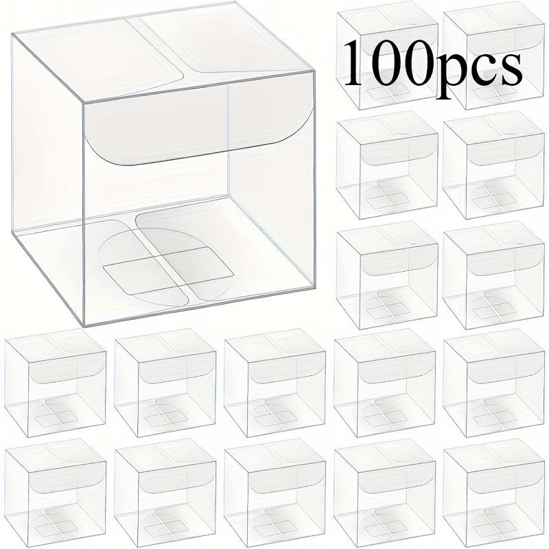 50/100pcs Transparent Plastic Gift Boxes Clear PVC Folding Box for Wedding Parties Bulk Gift Candy Chocolate Packaging Box Decor