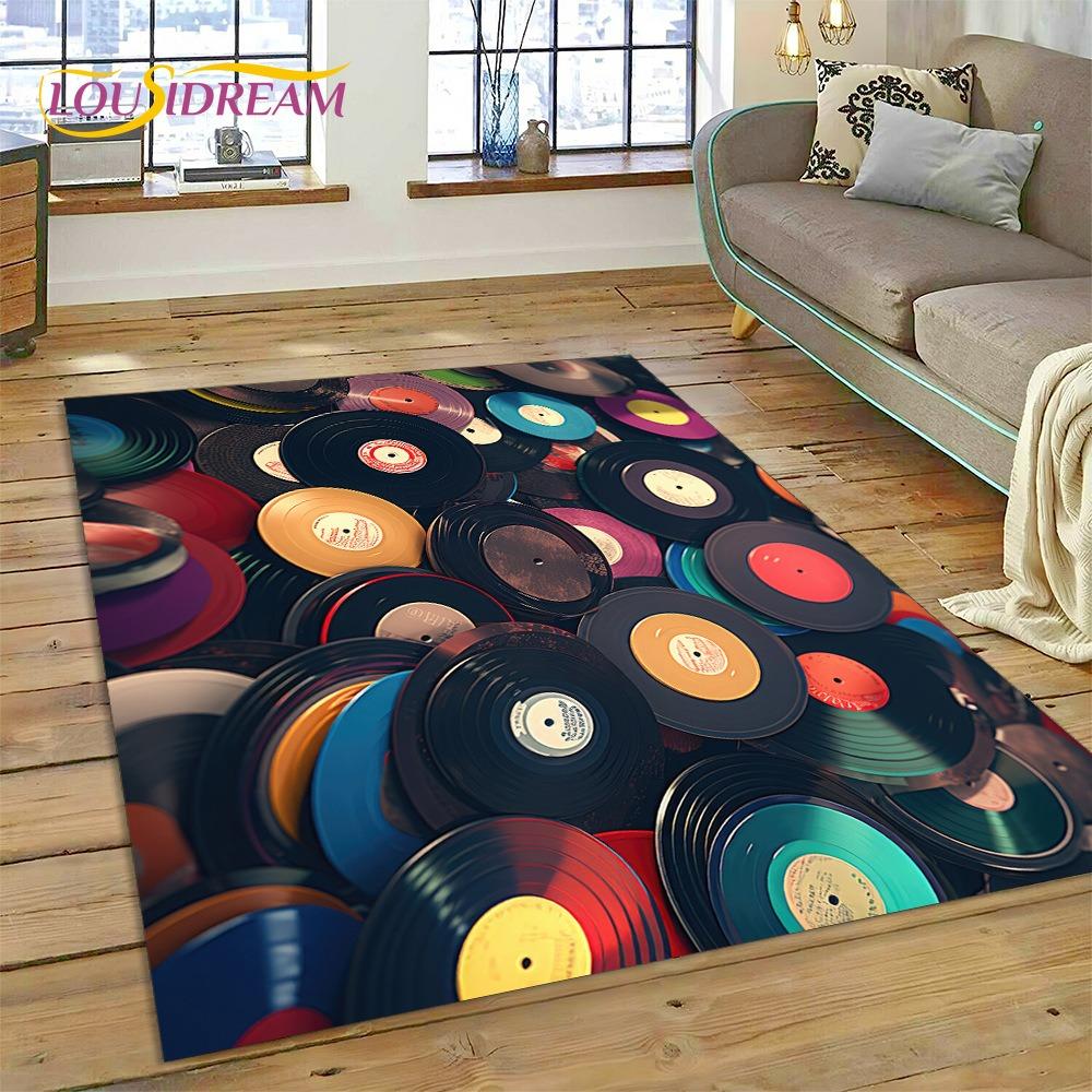 Retro Music Cassette Tape Retro Recorder CD Instrument Carpet Rug for Bedroom Living Room Home Sofa Decoration Decor Floor Mat