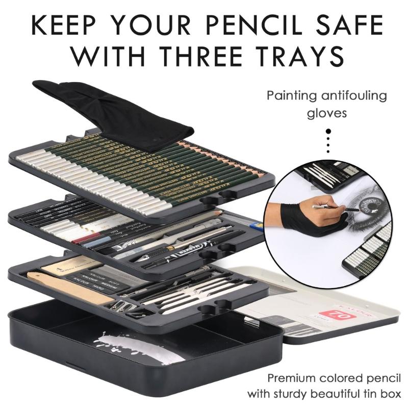 70Pcs Professional Sketch Pencil Art Drawing Supplies for Artist Students Shading, Blending, Sketching, Art Drawing