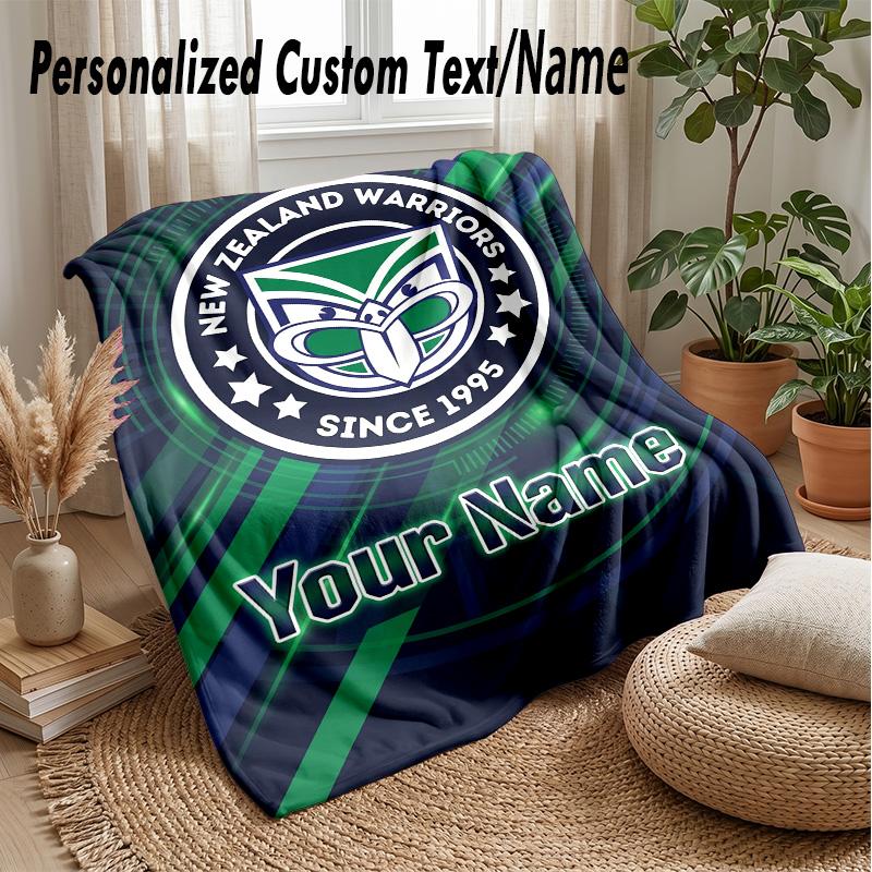 Wigan Warriors Custom Flannel Throw Blanket Print Your Name Text Soft Warm Blanket Holiday Present